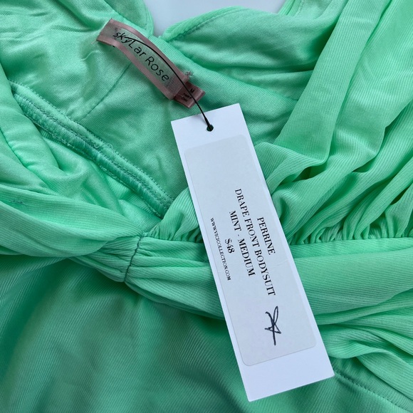 Skylar Rose Perrine Drape Front Bodysuit in Mint N251-25 - Picture 3 of 6
